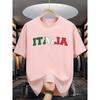 Summer Men's 100% Pure Cotton Fashionable Casual Loose Italian Letter Printed Sporty Round-neck Short-sleeved T-shirt Top