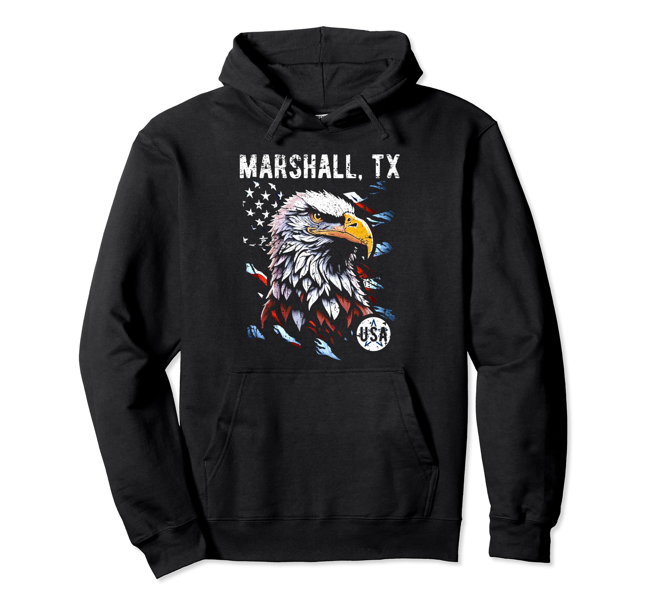 

Marshall Texas Patriotic Eagle USA Flag Vintage Design Hoodie
