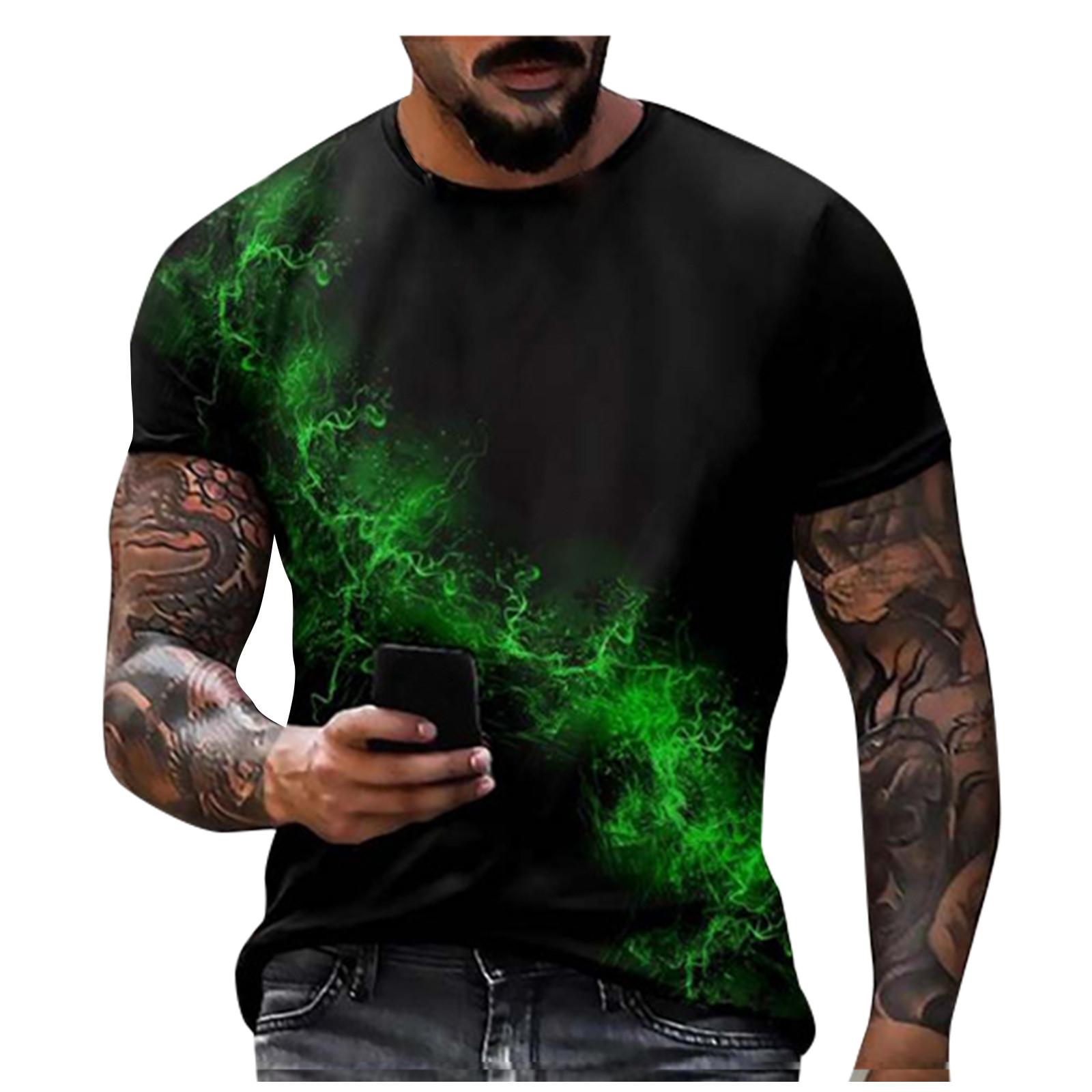 

Мужская футболка с коротким рукавом и принтом, летняя круглая шея, трендовая повседневная толстовка S зелёный