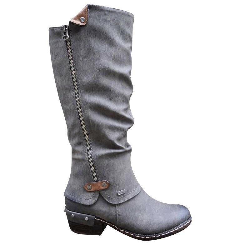 Botas altas de cuero PU con tacón bajo para señora comprar a buen precio —  entrega gratuita, reseñas reales con fotos — Joom