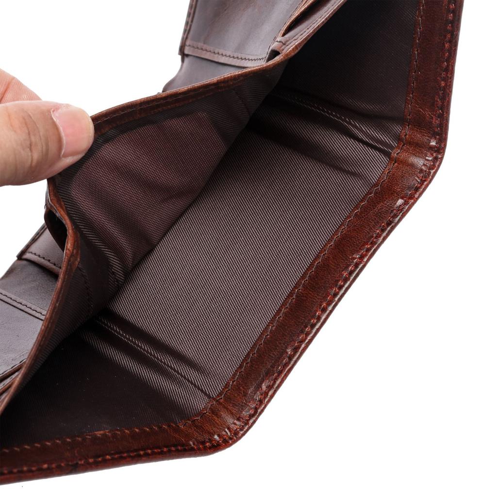 2025 Men's Vintage Genuine Leather Wallet Classic Billfold Card Holder Slim Male Purse for Daily Travel Use