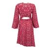 Women's Asymmetrical Dandy Midi Dress with Fuchsia Floral Print ANTIK BATIK