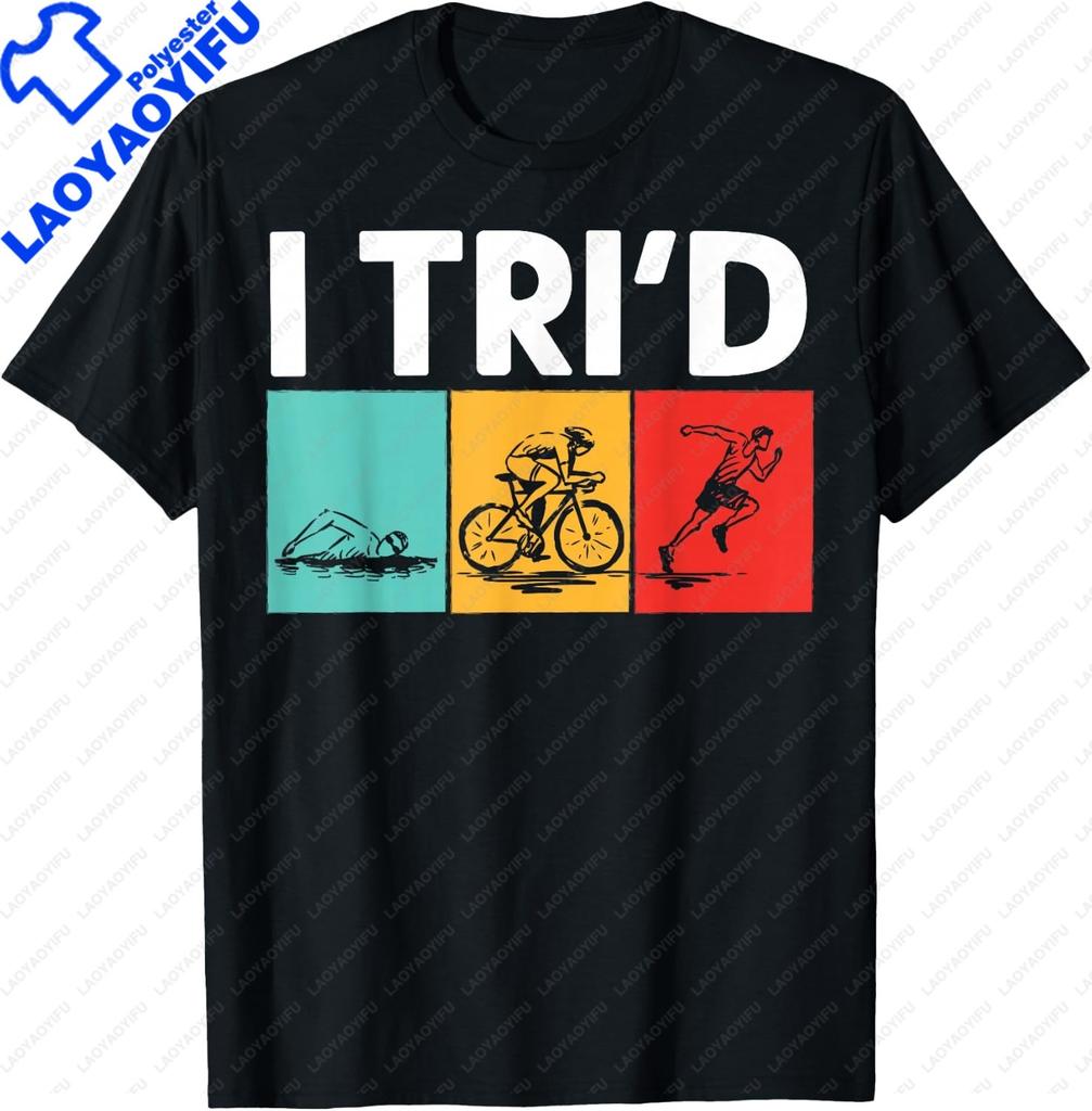 Funny Swim Bike Run Triathlon Design Men Women Triathletes T-Shirt Print On Demand Casual Short Sleeve Tee Camiseta