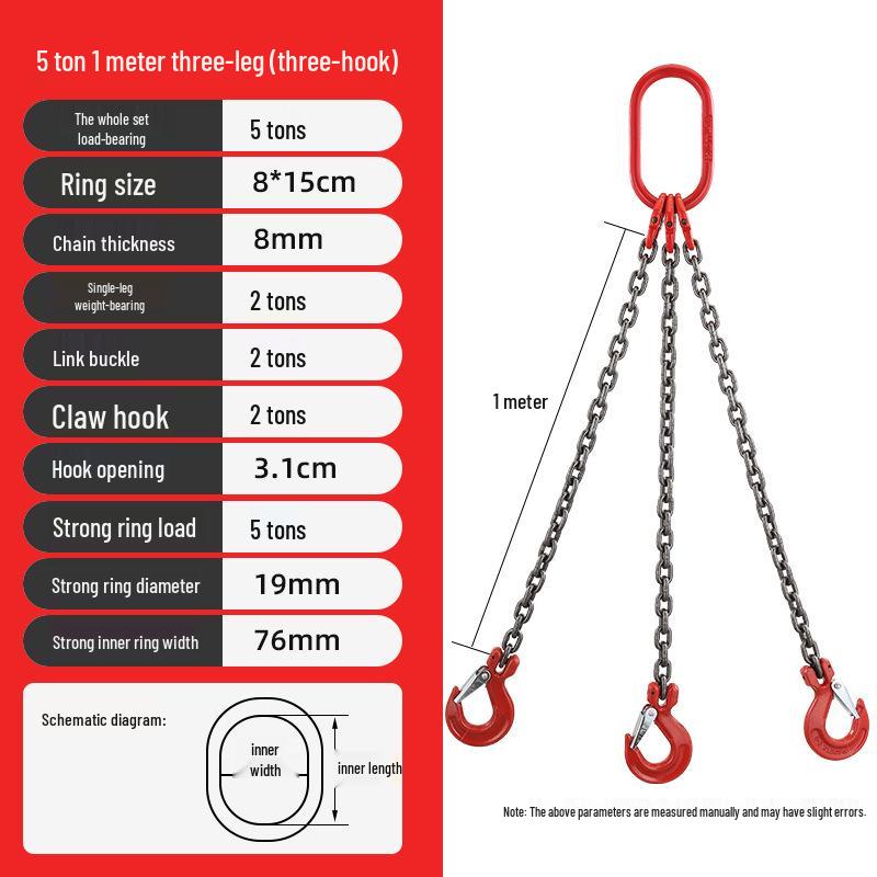 G80 Manganese Steel Hoist Chain Sling with Eye Hook - Single, Two, or Four Legs