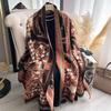 Women'S Bohemian Imitation Cashmere Two-Sided Floral Print Scarf Soft Warm Pashmina Shawl Winter Windproof Blanket