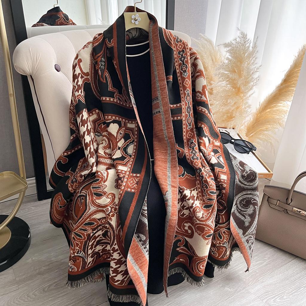 Women  National Style Scarf Luxury Autumn Winter Warm Shawls Jacquard Scarve Pashmina Mujer Femme Foulard Bufanda