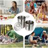 Camping Kochgeschirr Edelstahl Kochset Rucksack-Kit Kompaktes Faltbares Design Hitzebeständiger Griff Silber