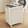 Large Capacity Wheeled Folding Laundry Basket Folding Dirty Clothes Basket  for Home Use