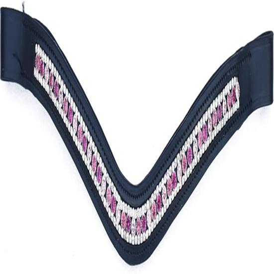 

Designer Gorgeous 3 Row Pink Crystal Horse Leather Browband for Bridle. Extra Full (45 cm)