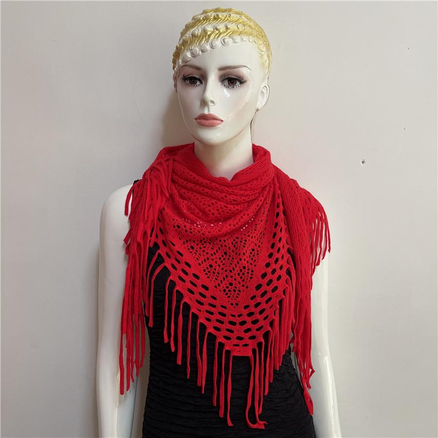 Autumn New Solid Color Triangle Fringe Wool Scarf Knitted Shawl Triangular Scarf Wrap