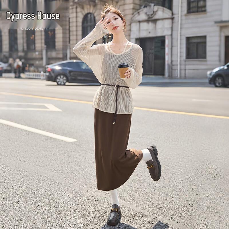 

Women s Long-Sleeve Pullover & Slip Dress Two-Piece Set L