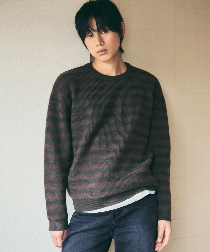 Wednesday Oasis Hush Hazzi Stripe Round Knit_Brown(Wc25-Kn60)