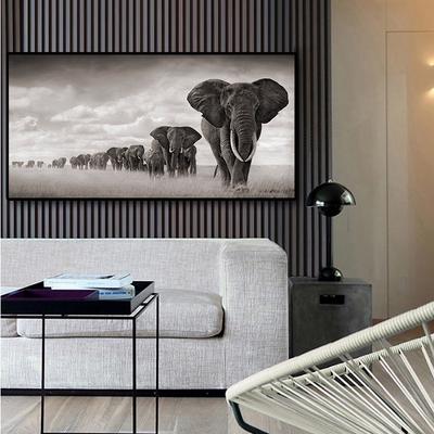 Wall Art Pictures For Living Room Black Africa Elephants Wild Animals Canvas Painting Scandinavia S and Prints