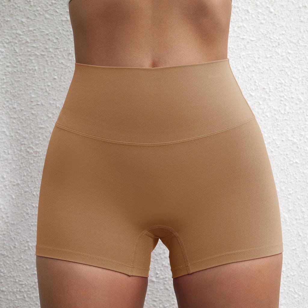 Plain Color High-Stretch Yoga Shorts - Soft, Three-Quarter Length Base Layer