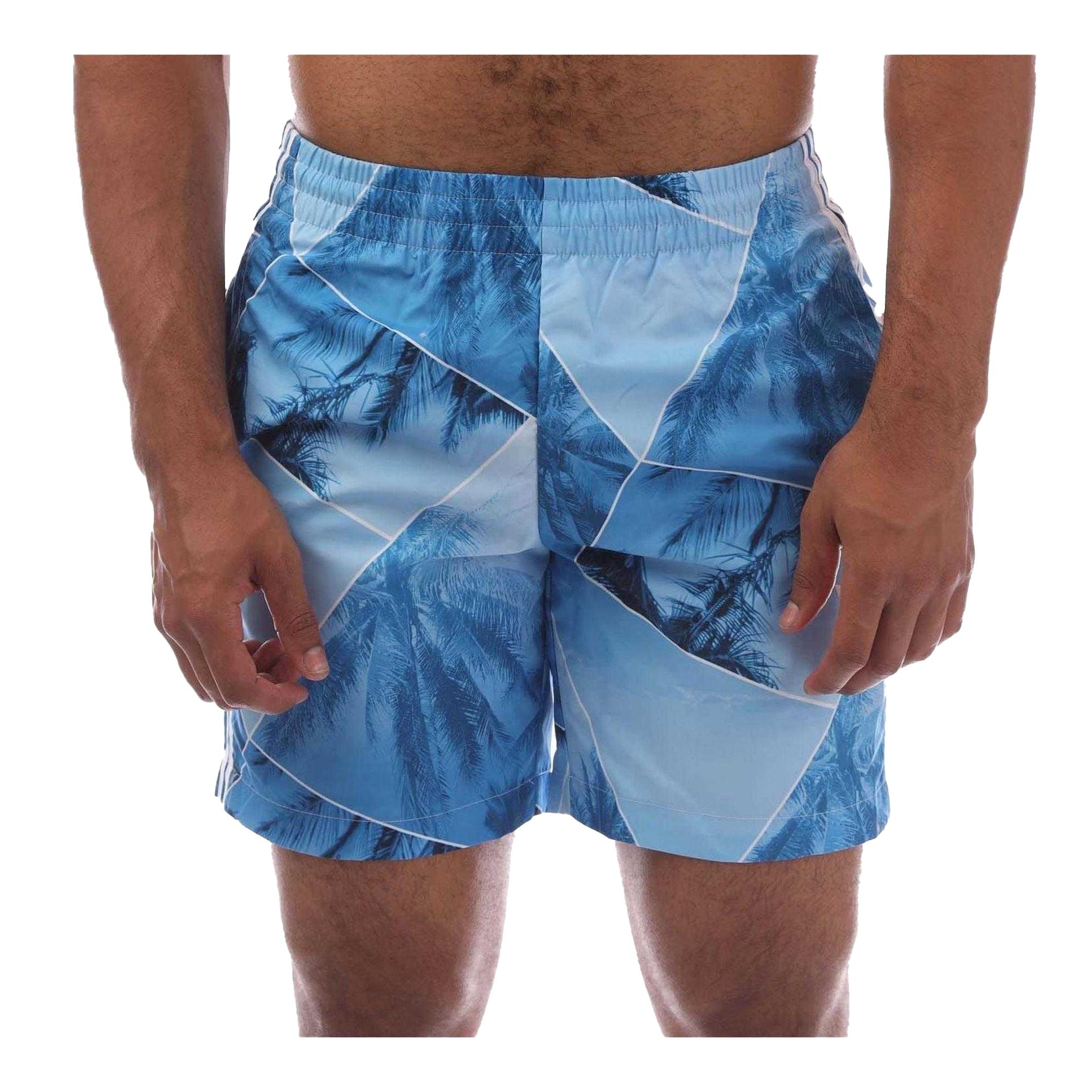 Adidas Herren Originals Badeshorts mit Palmenprint, Regular Fit M dunkelblau