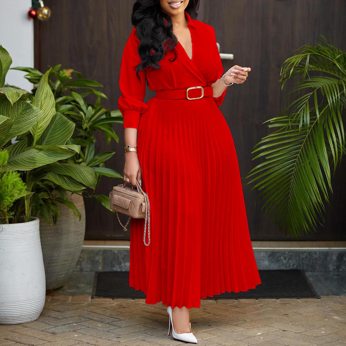

Autumn 2024 Women s Solid Color Fashion Dress - Plus Size, Elegant Style XXXL