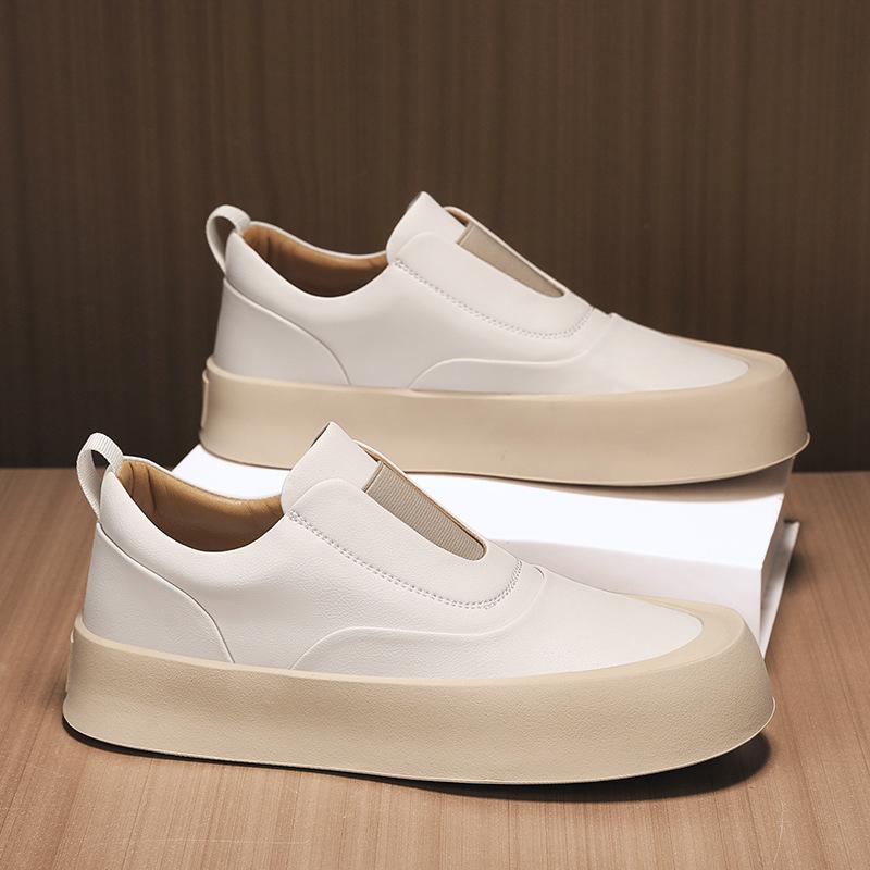 Men's shoes 2025 spring new loafers men's one-pedal platform casual board shoes lazy little white shoes trendy shoes
