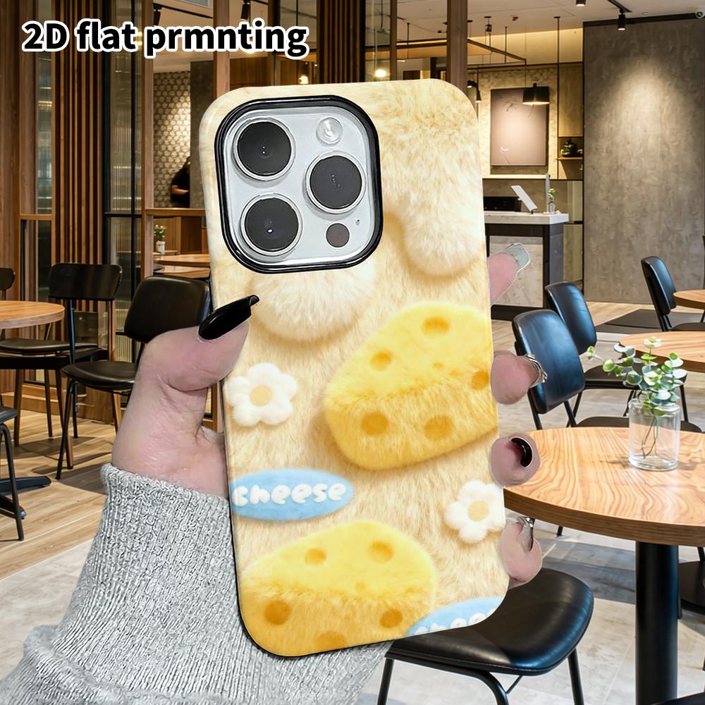 Phone Case: 2D Flat Design Suitable for iPhone 18 17 16 15 14 13 Pro Film Protective Case, Couple Style, Cheese, Christmas and Halloween Gift