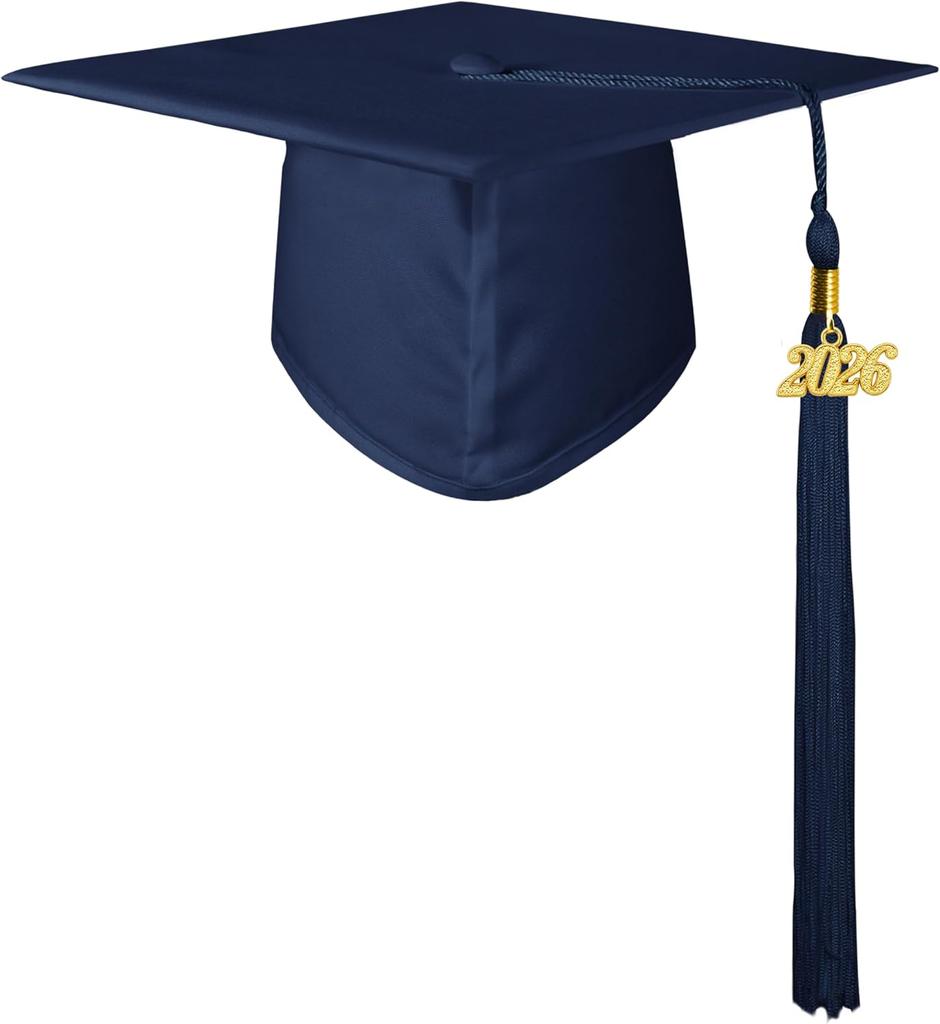 Matte Graduation Cap with 2026 Tassel for High School & BachelorWM