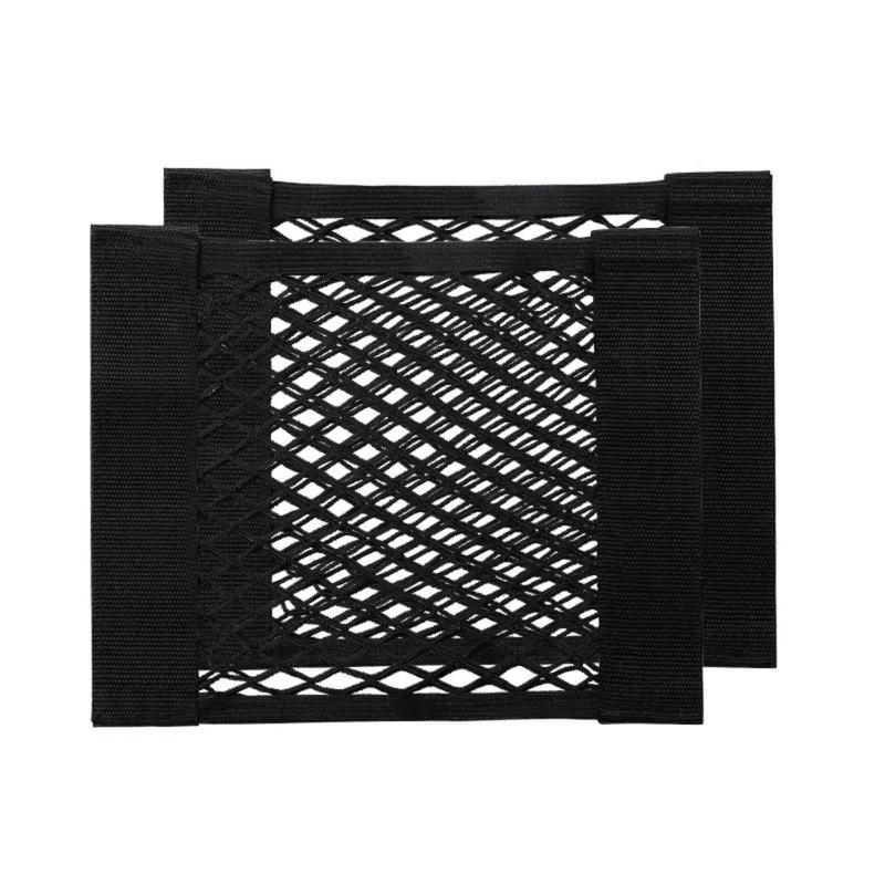 Car Trunk Storage Mesh Pocket Hook Loop Net Bag Organizer Tail Seat Back Pocket Universal Auto Magic Tape Interior Accessories