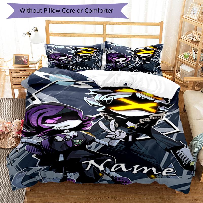 3pcs Custom Name Murder Drones Bedding Set Duvet Cover Closure Includes 1 Duvet Cover & 2 Pillowcases, Soft and Comfortable for All Seasons.
