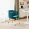 Moderner Samt-Wohnzimmer-Sessel, Polsterstuhl mit Blütenrückenlehne und vergoldeten Metallbeinen und Schmetterlingskissen für Schlafzimmer/Esszimmer