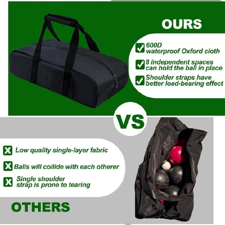Easy Access Sports Accessories Organizer for Bocce Ball Water Resistant Oxford Fabric Feature Padded Shoulder Strap