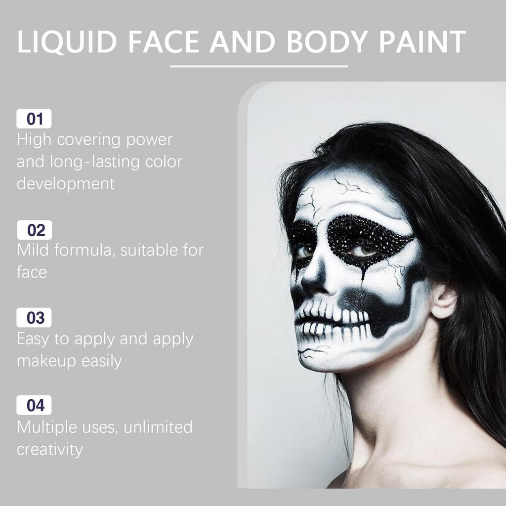 Halloween Party Quick-Dry Body Paint Liquid, Foundation Makeup, Clown Multicolor Body Paint Liquid
