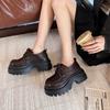 Platform Small Leather Shoes Women's British Style Autumn 2025 New French Single Shoes Heightening Lace-up Muffin Loafers