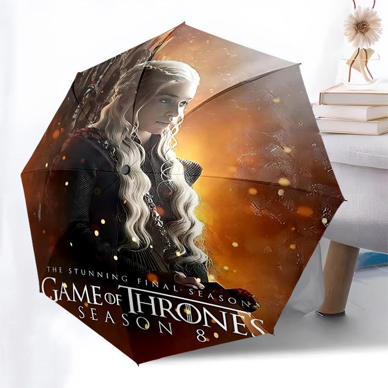 1pc Game of Thrones Season 8 Automatic Folding Umbrella - Compact 8-Rib Design, Durable Plastic & Iron1023L