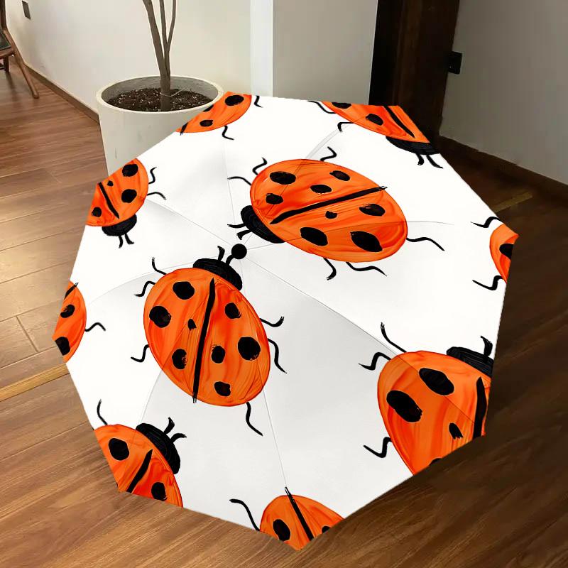 1Pz Ombrello Coccinella - 8 Stecche Rinforzate, Apertura Automatica, Leggero e Resistente, Carino Accessorio di Moda per Esterno, Spiaggia o Uso Quotidiano, Ombrello da Spiaggia