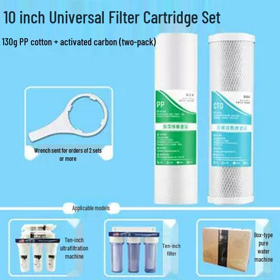 "Universal 10-Inch Water Purifier Filter: 3-Stage PP Cotton, UDF Granular Carbon, CTO Compressed Activated Carbon for Home"