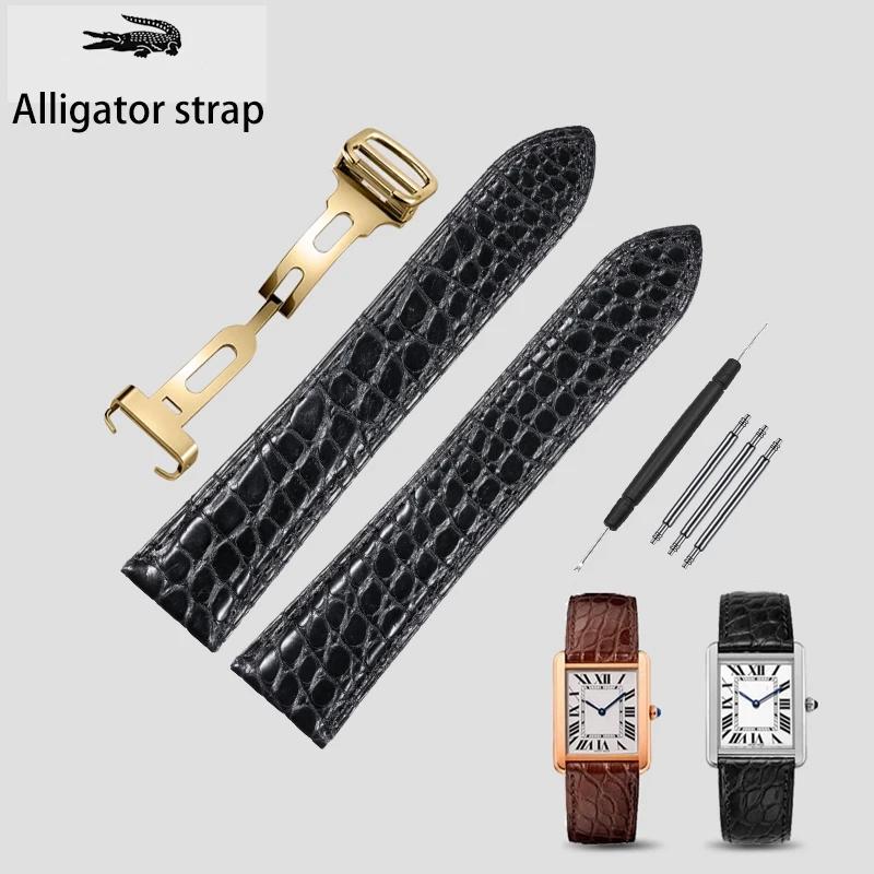 

Для годинника Cartier Tank London Solo Series Ремінець для годинника зі шкіри алігатора Крокодил Натуральна шкіра Браслет 16 17 18 23 25 мм 25mm