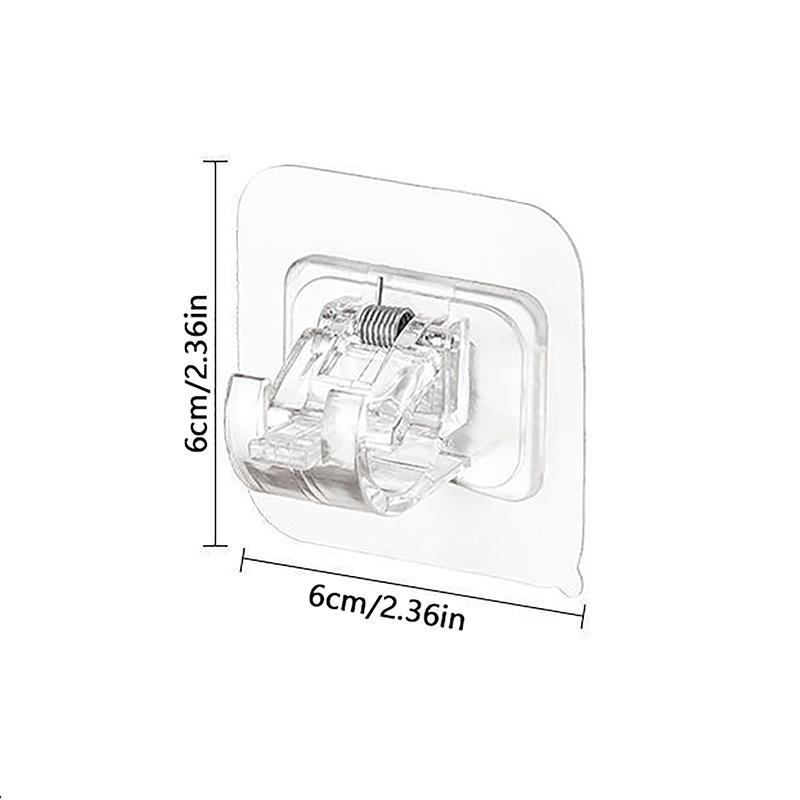 2Pcs Adhesive Wall Curtain Rod Holder Nail-Free Adjustable Clamp Hooks With Fixed Clip Hanging Rack