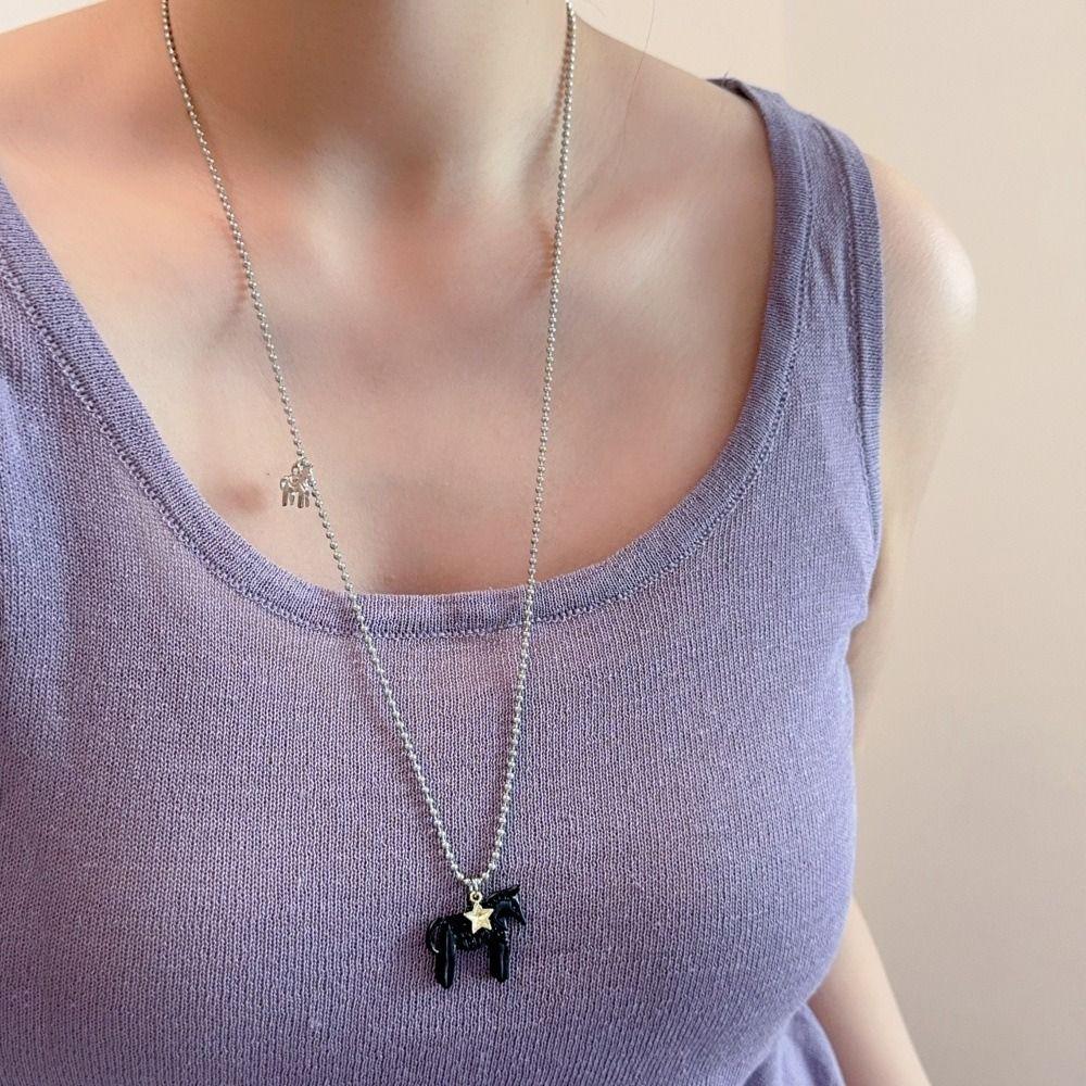 Plated Beads Chain Chokers Funny Zodiac Animal Necklaces Horse Pendant Necklaces Jewelry Gift
