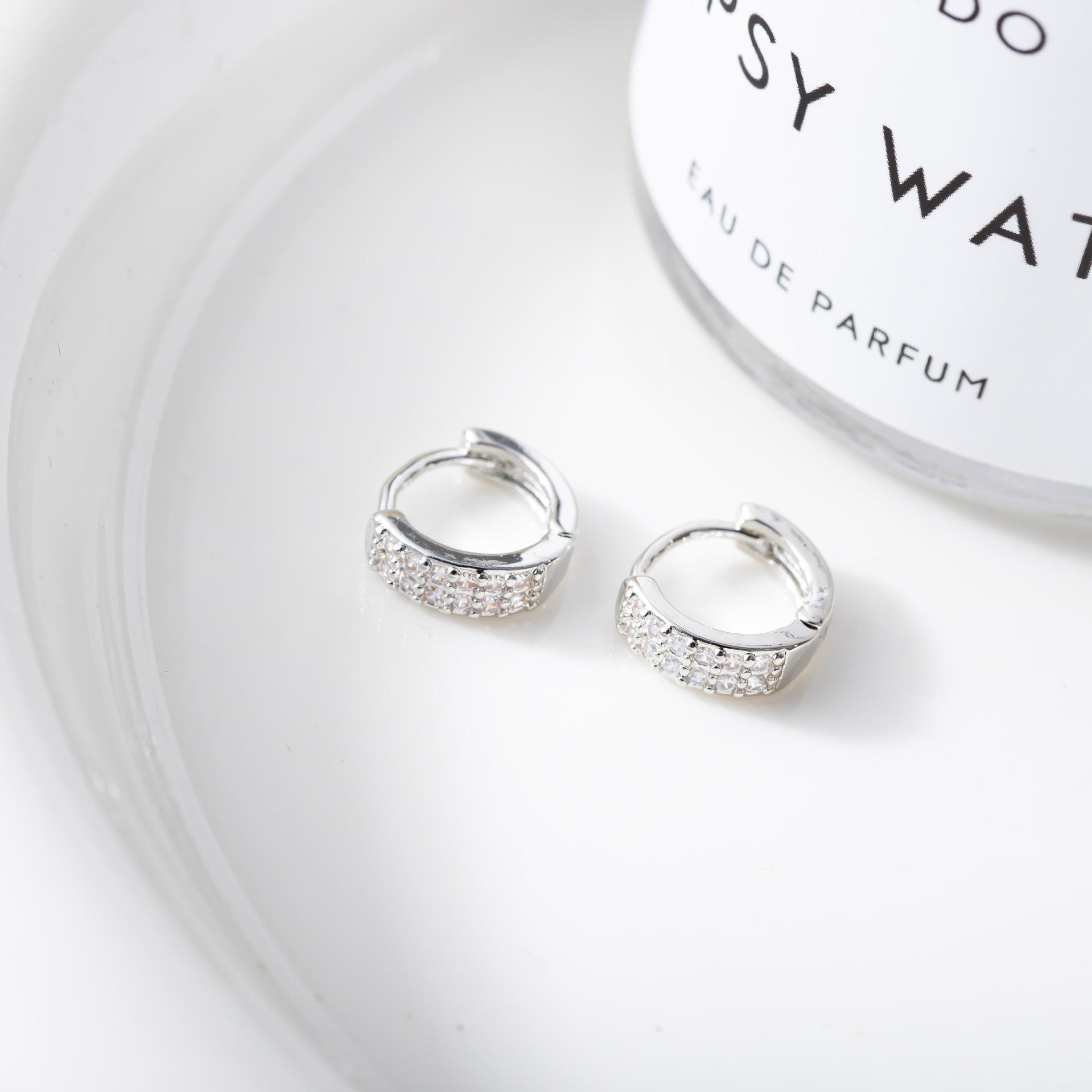 High-end Zirconia Hip Hop Stud Earrings - Versatile and Stylish Hong Kong Design