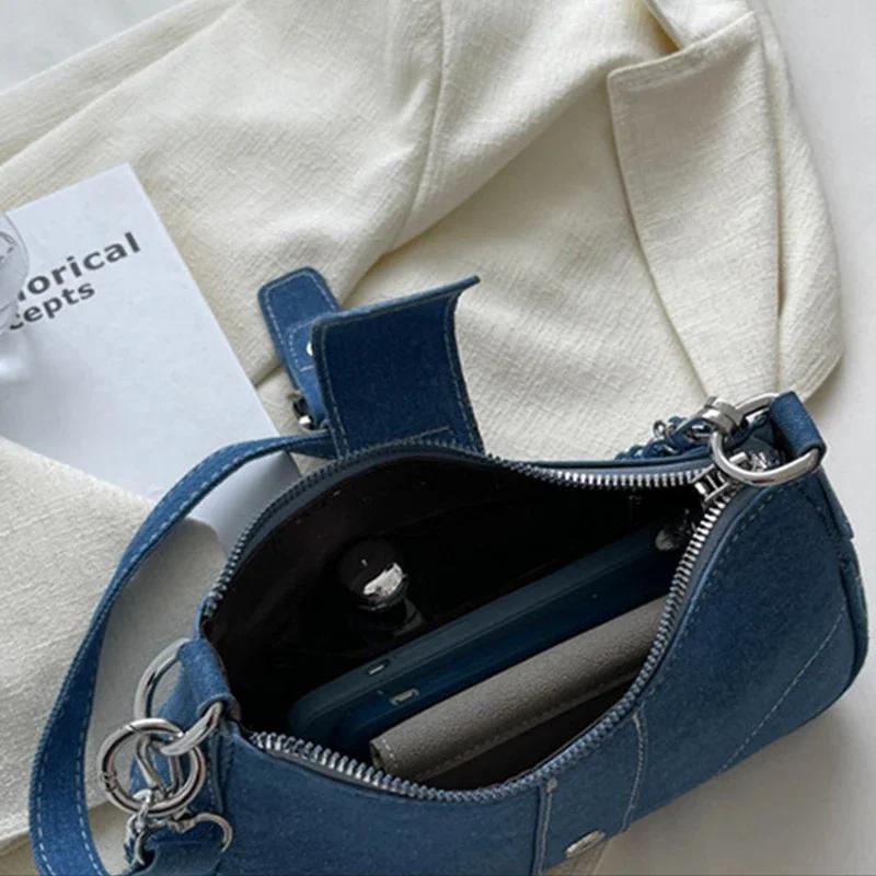 Small Design Jeans Bag Women's New Cross-Shoulder Bag Shoulder Canvas Bag Crossbody Bags for Women CHAINS