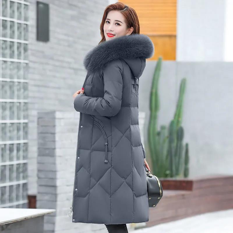 Women's Long Autumn and Winter Plus Size Hair Collar Thickened Velvet Slim Comfortable Jacket Warm Outerwear