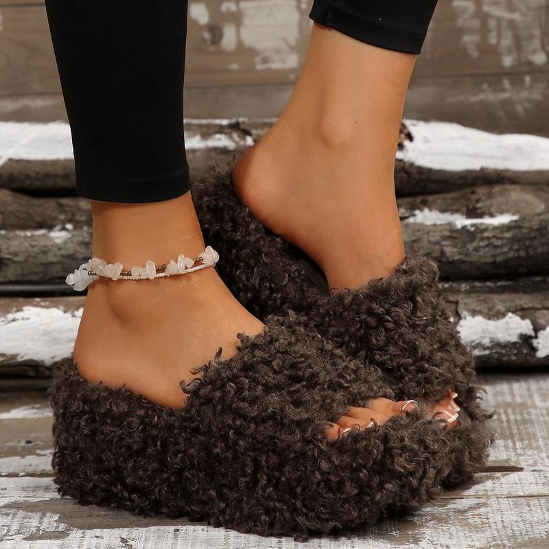 Ladies Slippers Thick Soled Casual Lazy Slippers Plush Slippers