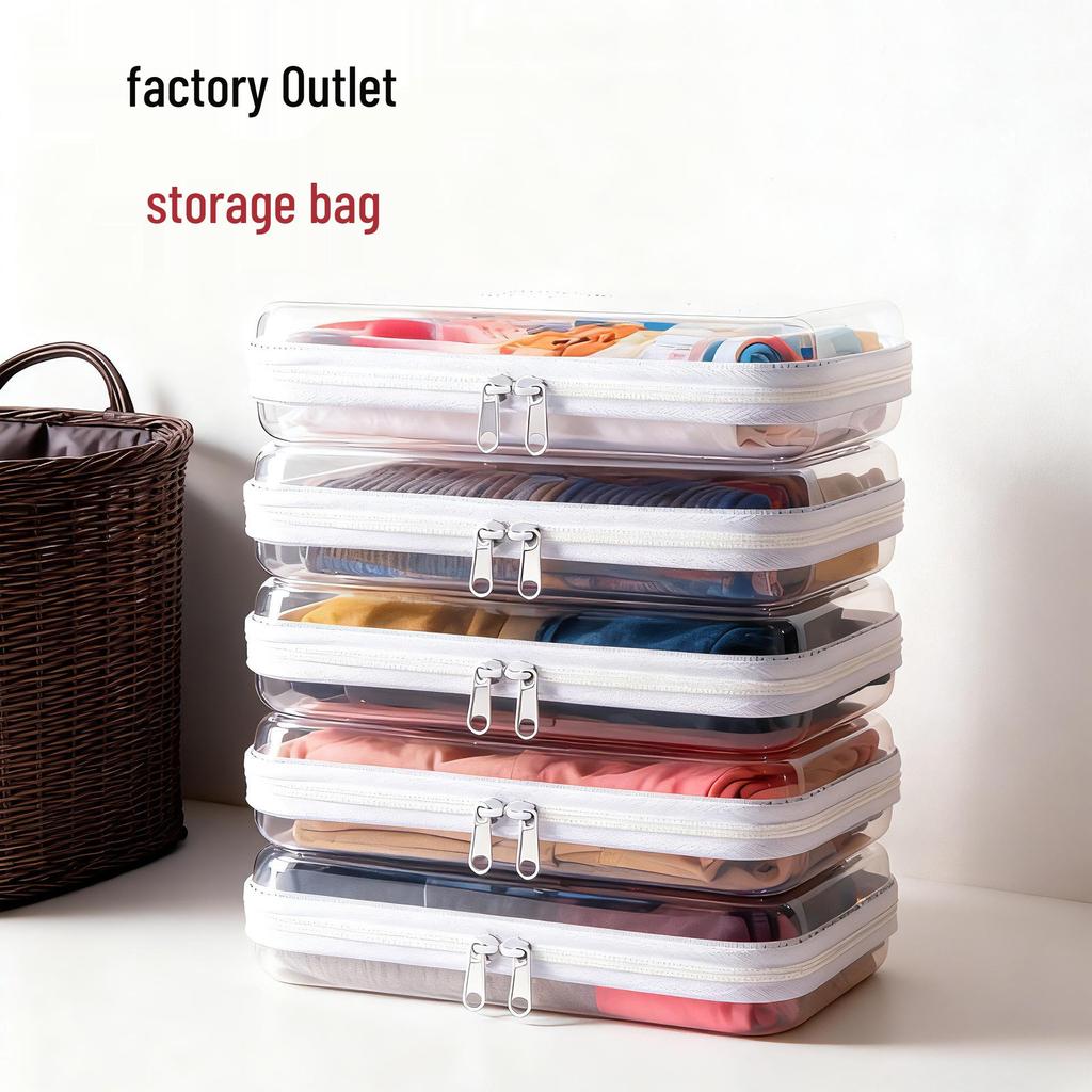 Large Clear Zipper Travel Organizer Bag for Pet Clothes & Toiletries - Hard Storage Box with High Capacity