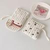 Stylish Cotton Polyester Period Essential Bag With Decorative Bows Design Compact Cosmetic Organizer For Women Girls