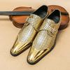 Golden Plus Size Men's Pointed Toe Leather Shoes - Fashionable, Personality-Enhancing for Banquets and Weddings