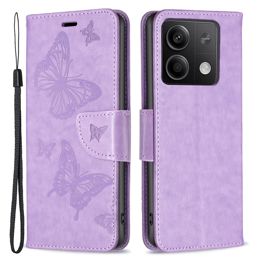 For Xiaomi Redmi Note 13 5G Leather Case Wallet Phone Cover Butterfly Pattern