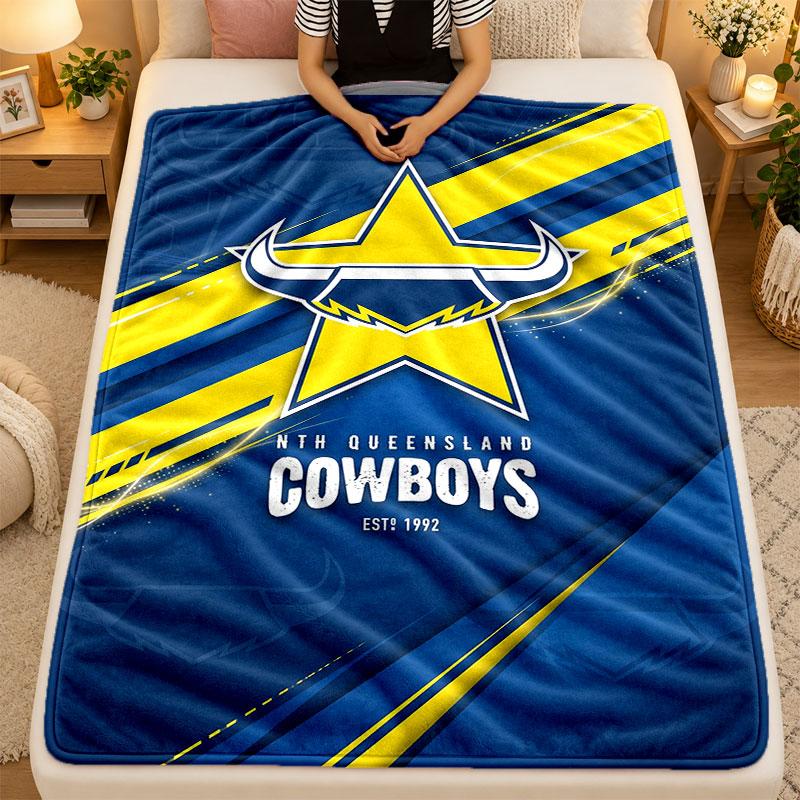 Flanelová deka North Queensland Cowboys Teplá měkká přehozová deka pro vnitřní použití na pohovku postel obývací pokoj