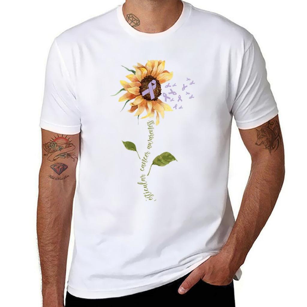 Testicular Cancer Awareness Sunflowers Tshirt Casual Lightweight Short Sleeve Top