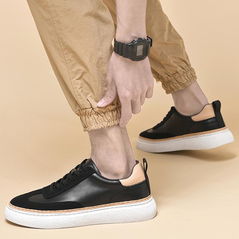 Fashion New Men Casual Shoes Lace-Up All-match Business Walking Shoes Genuine Leather Handmade Men Flats Outdoor Mens Brogue Sneakers