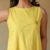 Women Yellow Cotton Sleeveless Racerback Dress Casual Loose Fit Summer Mini Dress for Travel Vacation Daily Wear