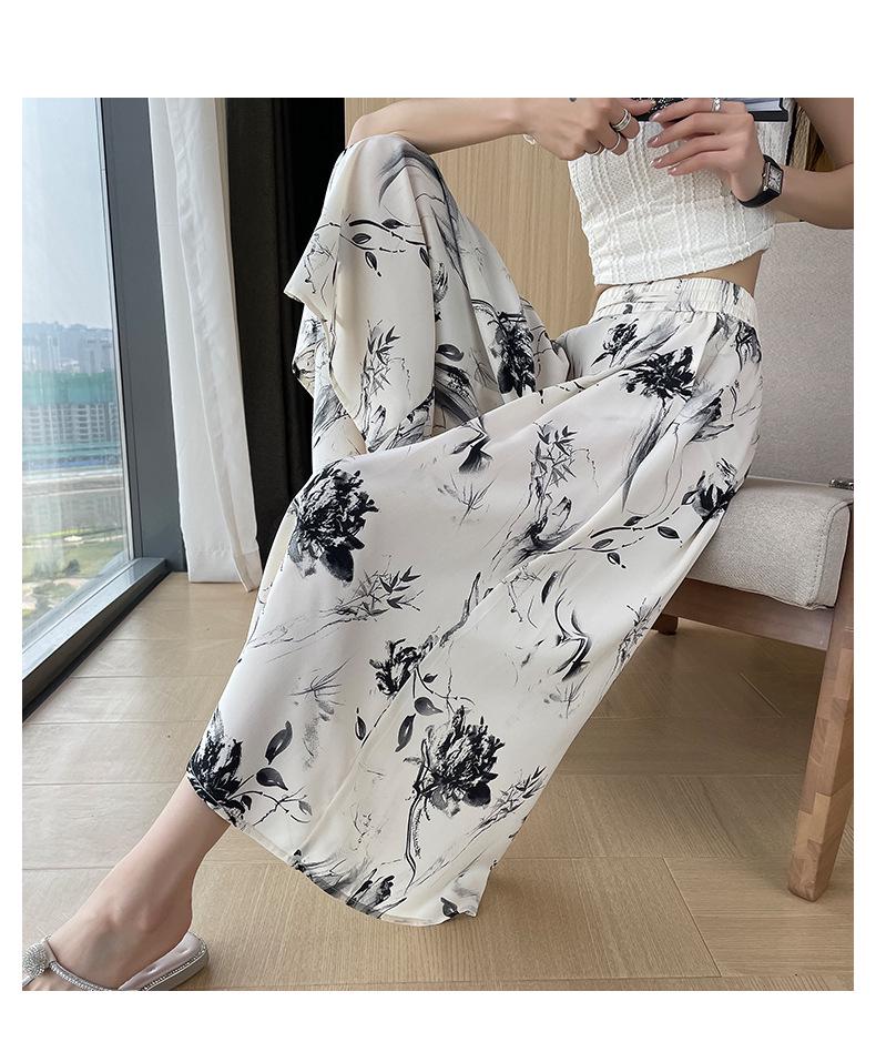 2025 Summer High Waist Women's Slimming Loose Fit Culottes - Petite Draping Wide-Leg Pants