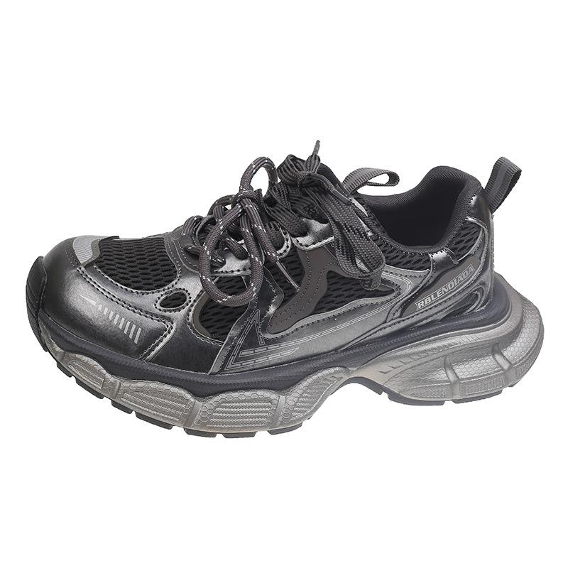 

Европейская станция контрастная цветная вставка толстая подошва дышащие кроссовки для папы женские 2025 новые маленький рост и худоба спортивная обувь 40