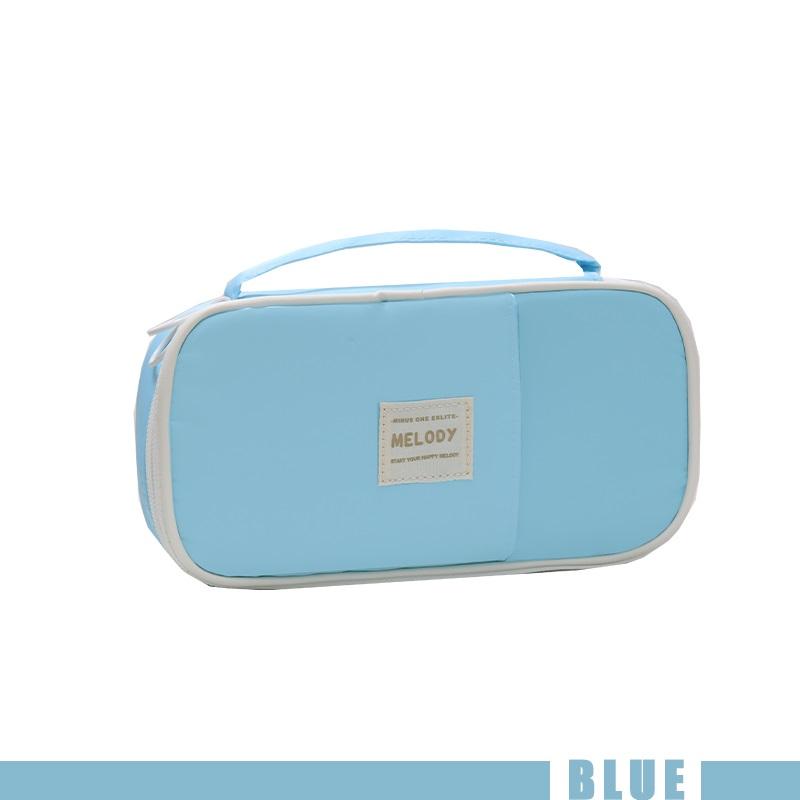 Simple Design Pencil Bag Pen Case Macaron Color Multi Mesh Pocket Slot Handle Storage Pouch for Stationery School